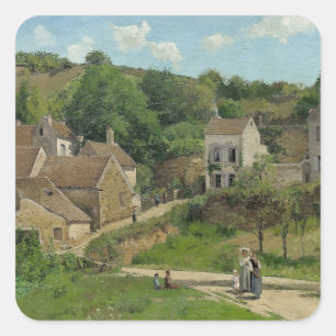 Pegatina Cuadrada La ermita de Pontoise Camille Pissarro