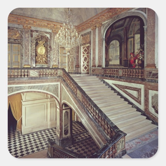 Pegatina Cuadrada La escalera de la Reina, c.1679 (Anverso)