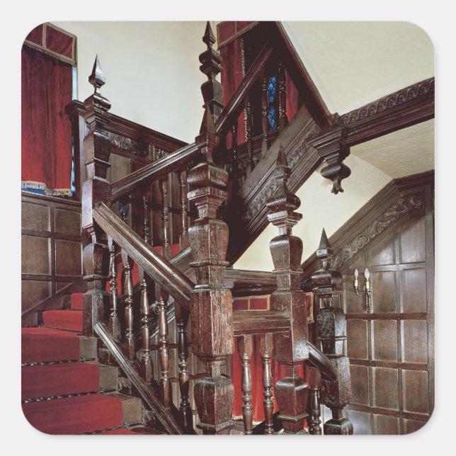 Pegatina Cuadrada La escalera Well, c.1600 (Anverso)