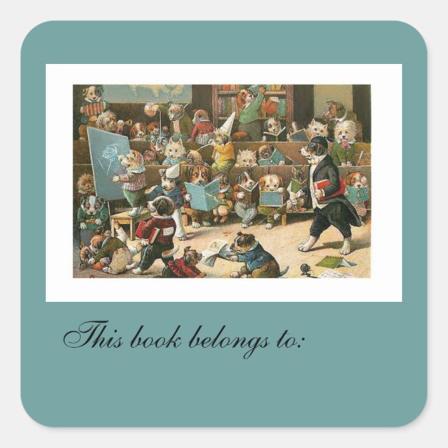 Pegatina Cuadrada La escuela de Louis Wain es para la placa de los p (Anverso)