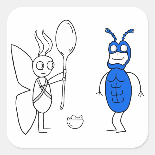 Pegatina Cuadrada La ESCUELA ES Demasiado grande (Anverso)