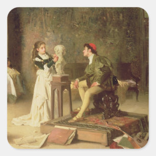 Pegatina Cuadrada La escultora joven (aceite en lona)