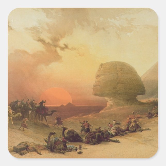 Pegatina Cuadrada La esfinge en Giza (Anverso)