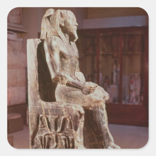 Pegatina Cuadrada La estatua de Khafre enthroned
