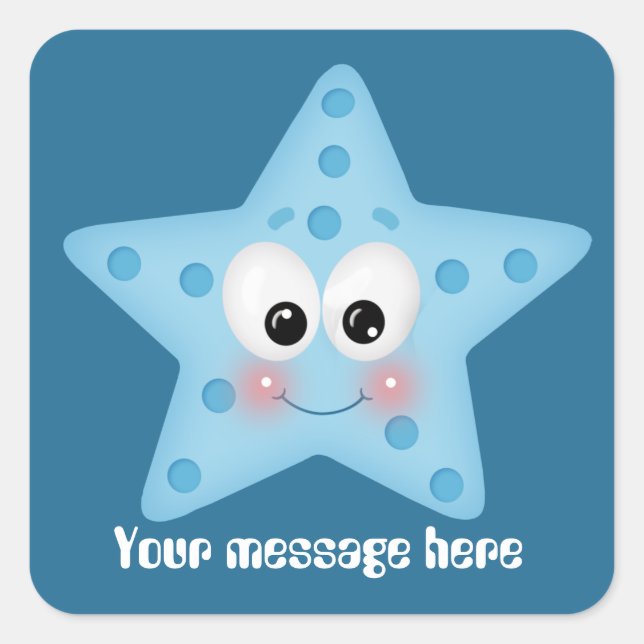 Pegatina Cuadrada La estrella de playa de arena fina añade un pegati (Anverso)