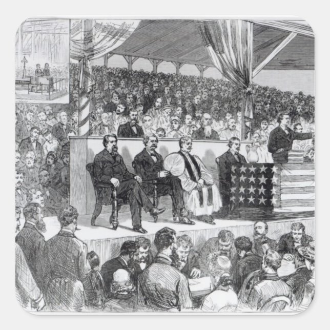 Pegatina Cuadrada La Exposición Internacional del Algodón de Atlanta (Anverso)