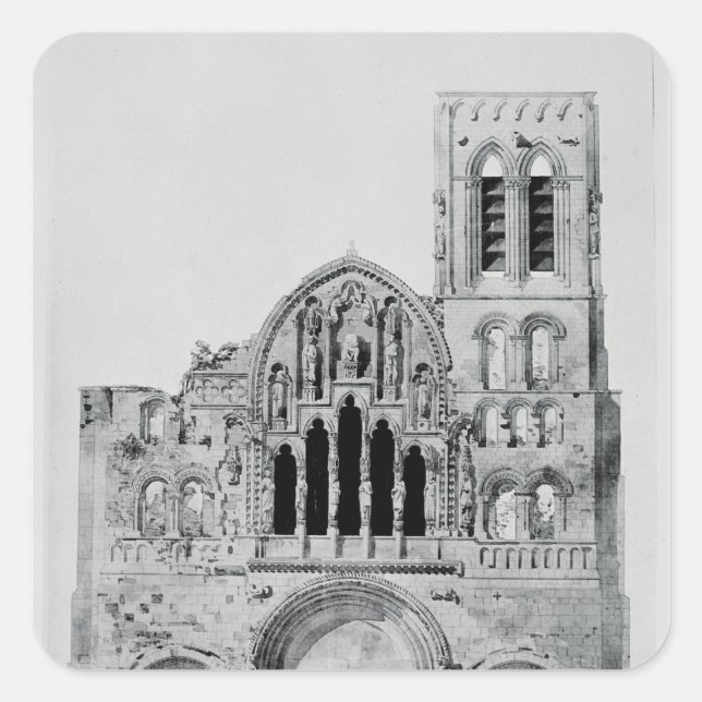 Pegatina Cuadrada La fachada de La Madeleine de Vezelay (Anverso)