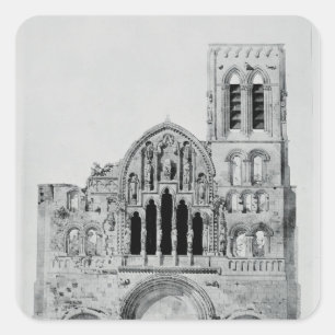 Pegatina Cuadrada La fachada de La Madeleine de Vezelay