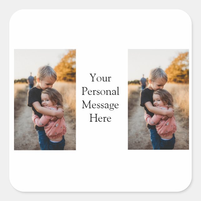 Pegatina Cuadrada la familia de hermanos hermanos agrega un mensaje  (Anverso)
