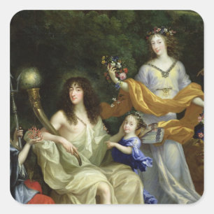 Pegatina Cuadrada La familia de Louis XIV 1670