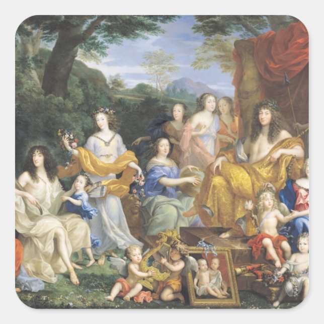 Pegatina Cuadrada La familia de Luis XIV 1670 2 (Anverso)