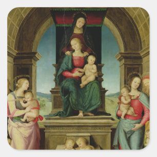 Pegatina Cuadrada La familia de Santa Ana, c.1507