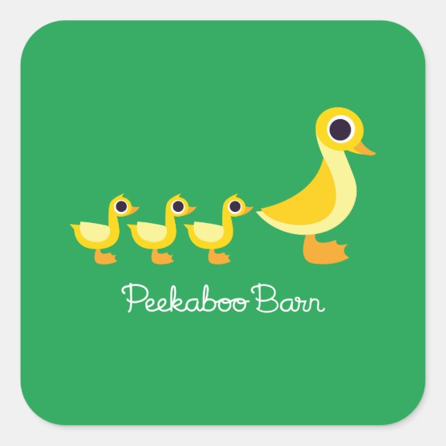 Pegatina Cuadrada La familia Duck (Anverso)