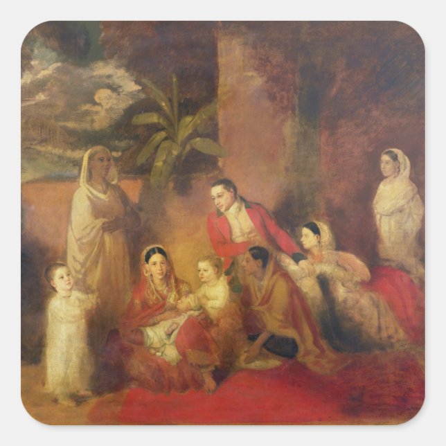 Pegatina Cuadrada La familia Palmer, 1785 (Anverso)
