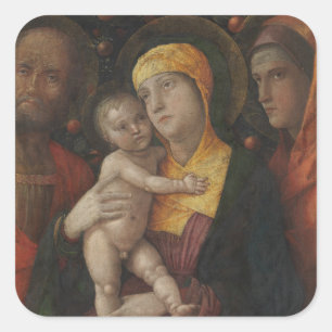 Pegatina Cuadrada La familia santa con Santa María Magdalena