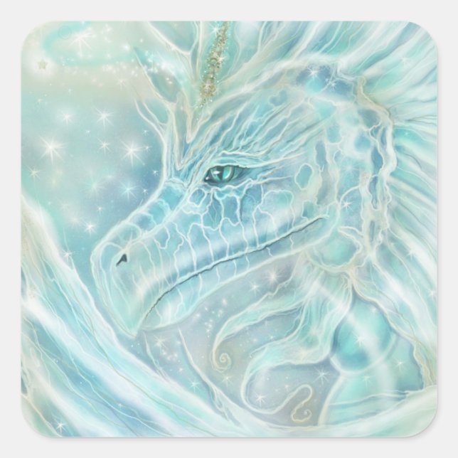 Pegatina Cuadrada La fantasía del Dragón "Starlight" de Renee Lavoie (Anverso)