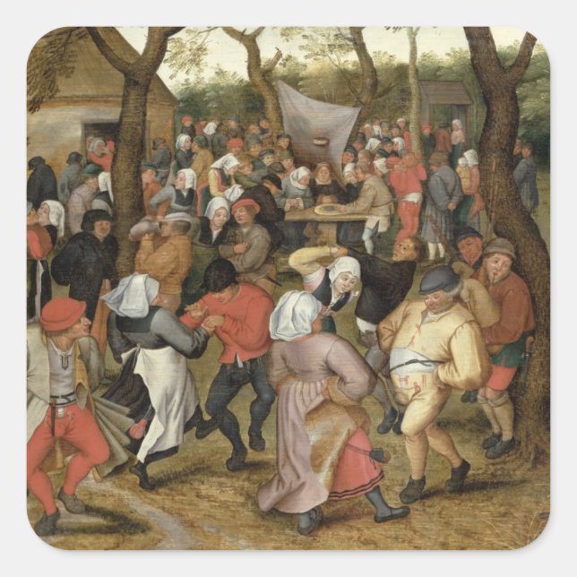 Pegatina Cuadrada La fiesta Boda (Anverso)