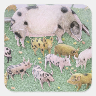 Pegatina Cuadrada La fiesta de Apple