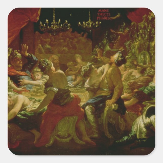 Pegatina Cuadrada La fiesta de Belshazzar (Anverso)
