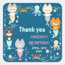 Pegatina Cuadrada La fiesta de cumpleaños de los Pegatinas redondos