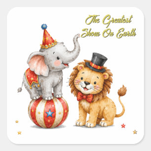 Pegatina Cuadrada La fiesta de cumpleaños de The Greatest Show On Ea