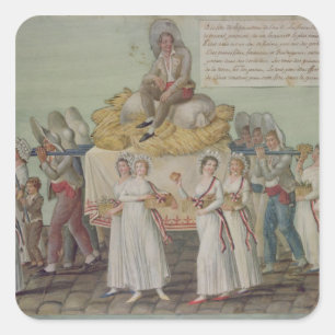 Pegatina Cuadrada La fiesta de la agricultura en 1796 en París