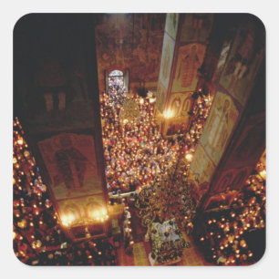 Pegatina Cuadrada La fiesta de la asunción de la Virgen