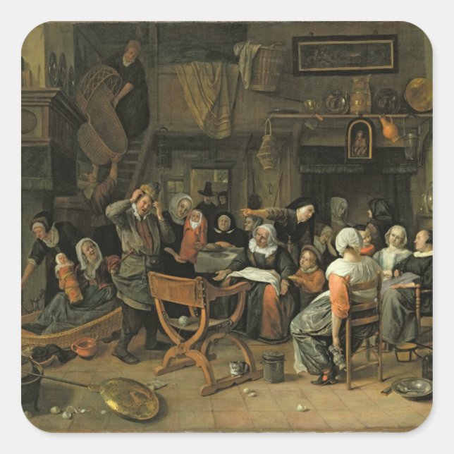 Pegatina Cuadrada La fiesta de la Navidad, 1668 (Anverso)