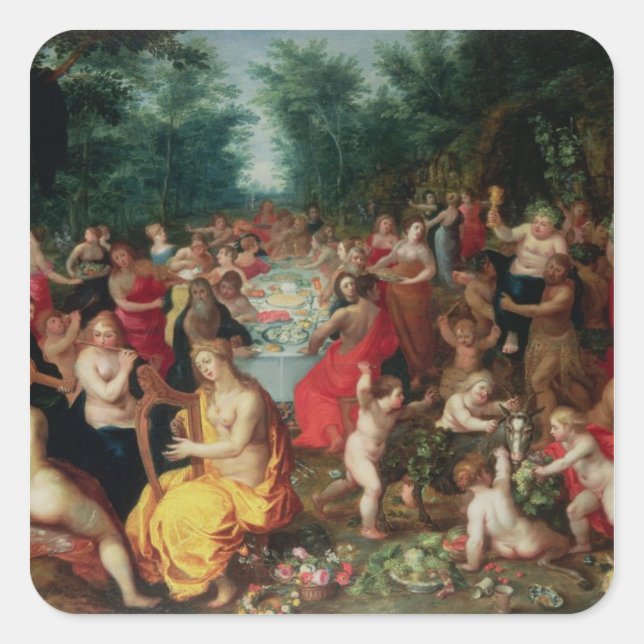 Pegatina Cuadrada La fiesta de los dioses (Anverso)