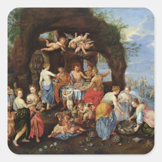 Pegatina Cuadrada La fiesta de los dioses (Anverso)