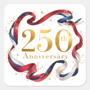 Pegatina Cuadrada La Fiesta del 250 Aniversario de América