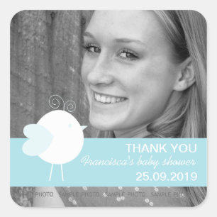 Pegatina Cuadrada La foto linda del favor de Baby Shower de los