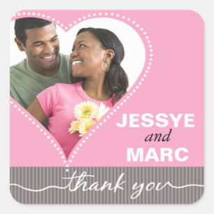 Pegatina Cuadrada La foto punteada del corazón le agradece gris