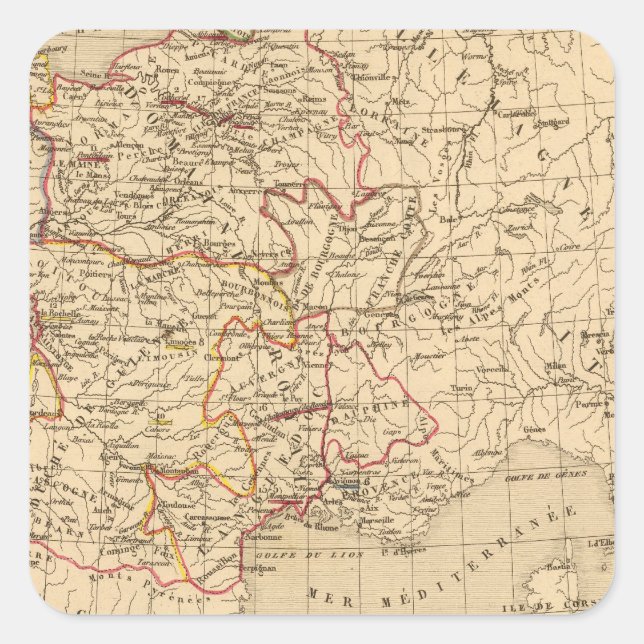 Pegatina Cuadrada La France 1364 a 1380 (Anverso)