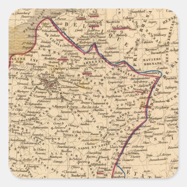 Pegatina Cuadrada La Francia 1814 a 1840 (Anverso)