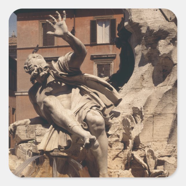 Pegatina Cuadrada La fuente de los cuatro ríos (Anverso)