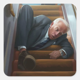 Pegatina Cuadrada La Fuerza Aérea Uno Tumble: Joe Biden cae