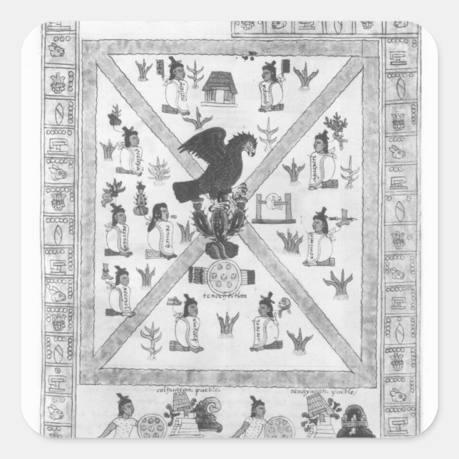 Pegatina Cuadrada La fundación de Tenochtitlan (Anverso)