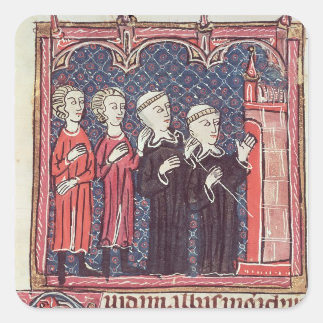Pegatina Cuadrada La fundación de un monasterio (Anverso)
