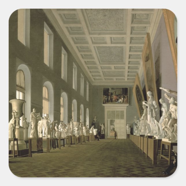 Pegatina Cuadrada La Galería de Antigüedades de la Academia de Bella (Anverso)