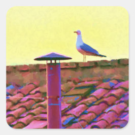 Pegatina Cuadrada La gaviota en una tarde de cónclave