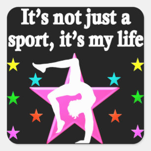 Pegatina Cuadrada LA GIMNASTICA DE bonito ROSA ES MI DISEÑO DE VIDA