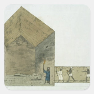 Pegatina Cuadrada La Gran Cámara en la segunda pirámide de Ghizeh,