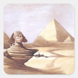 Pegatina Cuadrada La Gran Esfinge, Pirámides de Giza