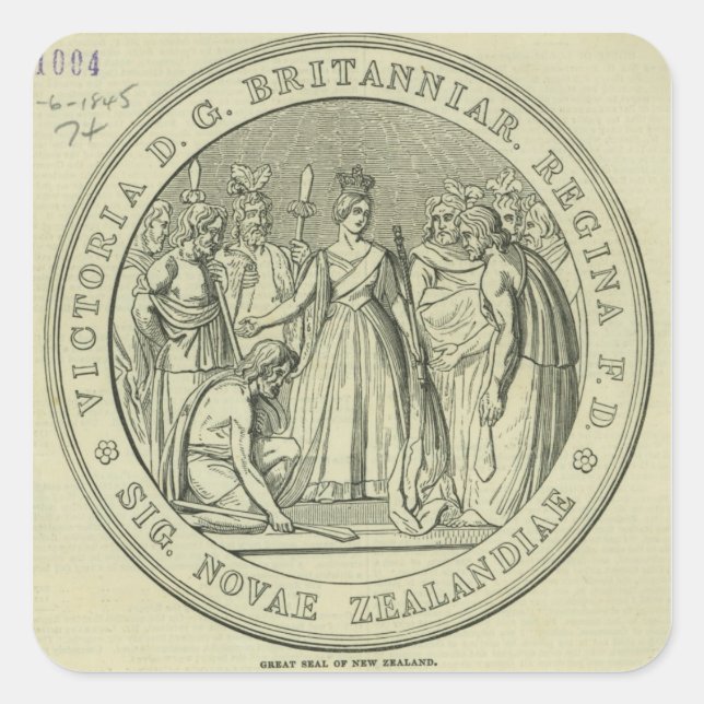 Pegatina Cuadrada La gran foca de Nueva Zelanda (Anverso)