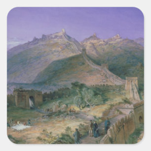 Pegatina Cuadrada La Gran Muralla de China, 1886 (w/c)