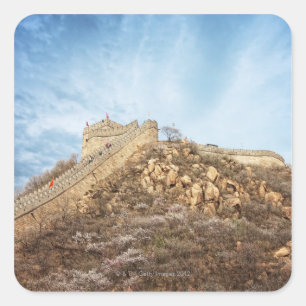 Pegatina Cuadrada La Gran Muralla de China fuera de Pekín