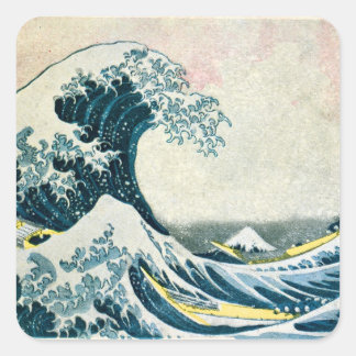 Pegatina Cuadrada La gran ola de Kanagawa