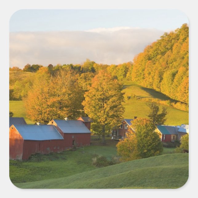 Pegatina Cuadrada La granja Jenne en Woodstock, Vermont. Caer. 2 (Anverso)