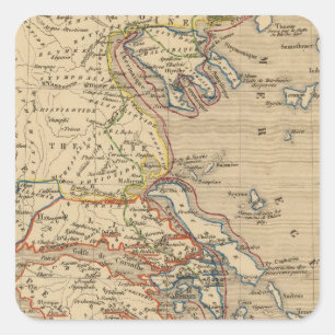 Pegatina Cuadrada La Grecia, les cotes de l'Asie Mineure